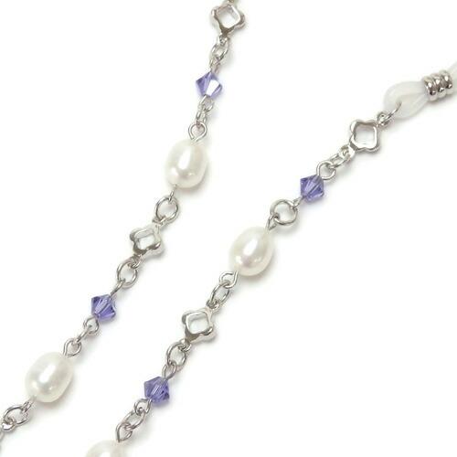 メール便 淡水真珠 メガネチェーン 7色 +クリア + ブラック 淡水パール スワロフスキー 眼鏡チェーン 七色 マスクチェーン クリスマス ギフトに プレゼントに |  | 03