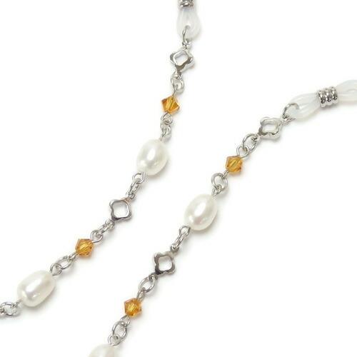 メール便 淡水真珠 メガネチェーン 7色 +クリア + ブラック 淡水パール スワロフスキー 眼鏡チェーン 七色 マスクチェーン クリスマス ギフトに プレゼントに |  | 05