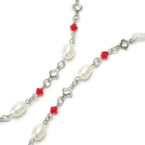 メール便 淡水真珠 メガネチェーン 7色 +クリア + ブラック 淡水パール スワロフスキー 眼鏡チェーン 七色 マスクチェーン クリスマス ギフトに プレゼントに |  | 09