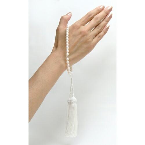 あこや 本真珠 念珠 アコヤ真珠 7.5-8mm 念珠ケース付き 正絹 数珠 念誦 あこやパール 水晶 クリスマス ギフトに プレゼントに |  | 01