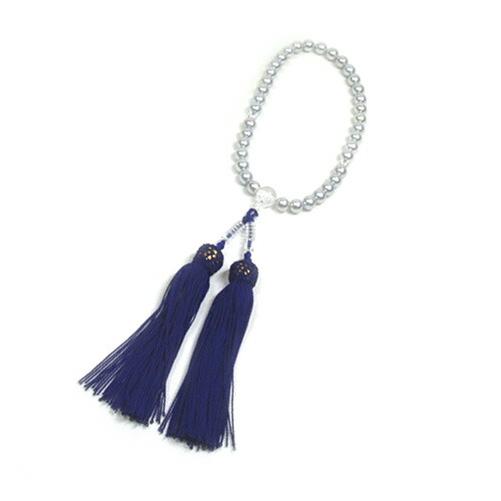 あこや 本真珠 念珠 （染） あこや真珠 7.5-8mm グレー 念珠ケース付き 正絹 数珠 念誦 アコヤパール 水晶 クリスマス ギフトに プレゼントに | 