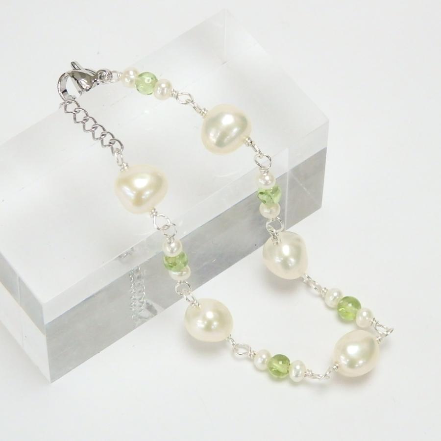 ブレスレット ペリドット バロックパール 天然石 ＆ 淡水真珠 淡水パール クリスマス ギフトに プレゼントに |  | 03