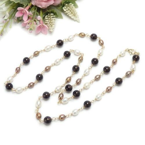 メール便 ギフトケース入り スモーキークォーツ パール ネックレス 淡水パール 淡水真珠 スモーキークオーツ 敬老の日 ギフトに プレゼントに |  | 01