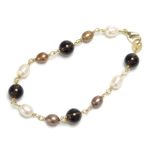 メール便 ブレスレット スモーキークォーツ ブラウンゴールドパール 淡水パール 真珠 煙水晶 スモーキークオーツ 淡水真珠 パール かわいい |  | 01
