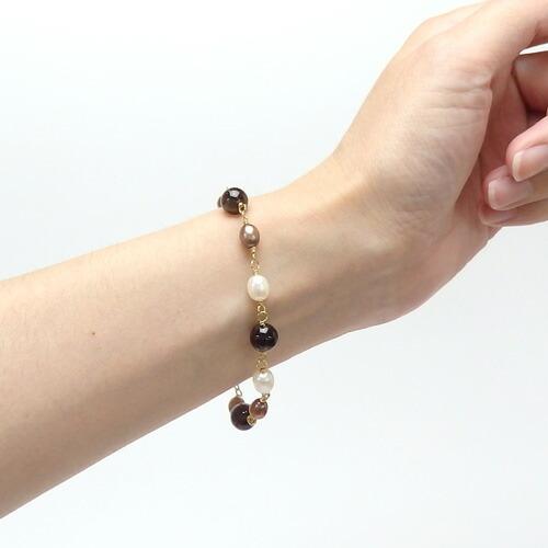 メール便 ブレスレット スモーキークォーツ ブラウンゴールドパール 淡水パール 真珠 煙水晶 スモーキークオーツ 淡水真珠 パール かわいい |  | 02