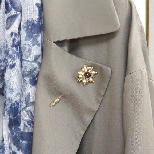 スモーキークォーツ ゴールドパール ハットピン 淡水パール 真珠 帽子飾り スモーキークオーツ ブローチ スカーフ留め 煙水晶 プレゼントに ギフトに |  | 02