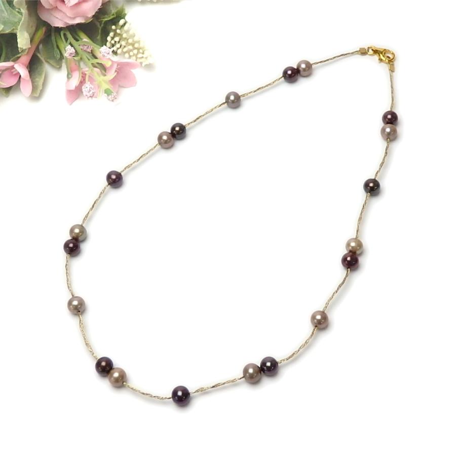 ネックレス ショコラパール 淡水パール ステーション 金糸 シルバー金具 淡水真珠 真珠 バレンタイン ギフトに プレゼントに 爆買 |  | 01