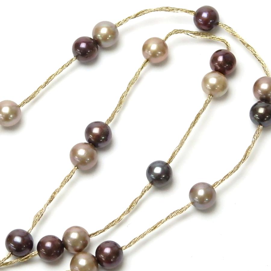 ネックレス ショコラパール 淡水パール ステーション 金糸 シルバー金具 淡水真珠 真珠 バレンタイン ギフトに プレゼントに 爆買 |  | 02
