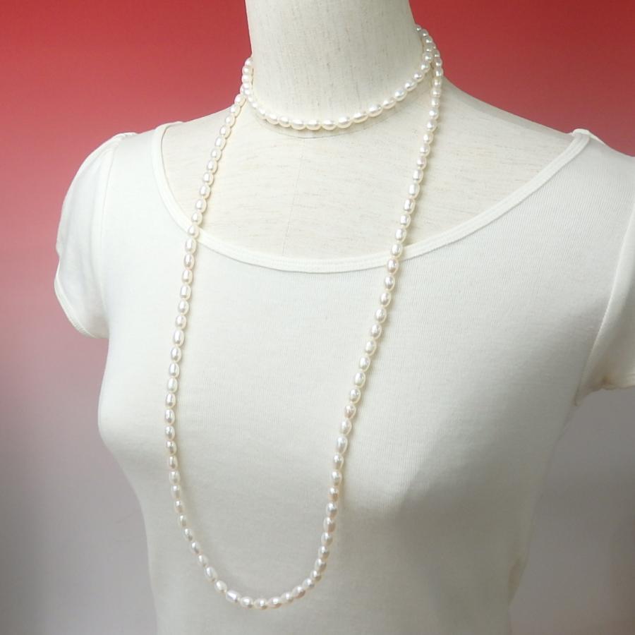 メール便 ネックレス パール 超 ロングネックレス 120cm 淡水パール 淡水真珠 真珠 6.0〜6.5mm 上質 金具なし ホワイトデー ギフトに プレゼントに 爆買 | 