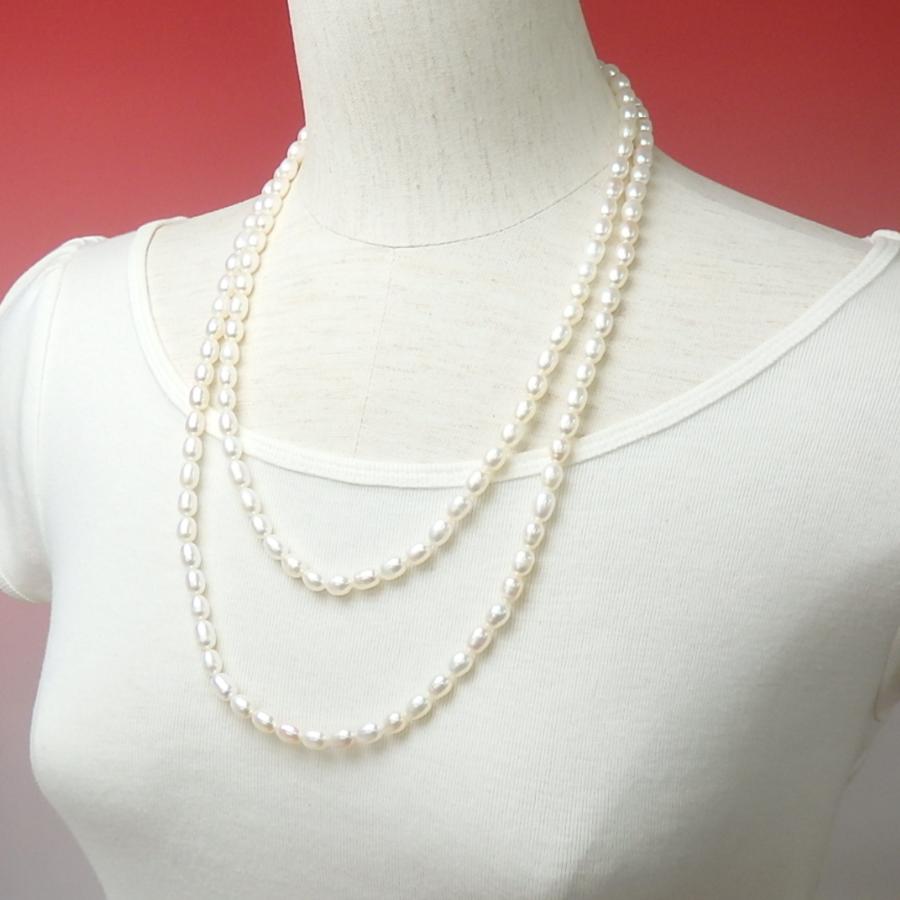 メール便 ネックレス パール 超 ロングネックレス 120cm 淡水パール 淡水真珠 真珠 6.0〜6.5mm 上質 金具なし ホワイトデー ギフトに プレゼントに 爆買 |  | 02