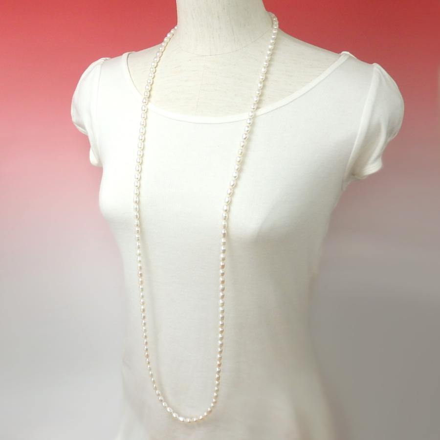 メール便 ネックレス パール 超 ロングネックレス 120cm 淡水パール 淡水真珠 真珠 6.0〜6.5mm 上質 金具なし ホワイトデー ギフトに プレゼントに 爆買 |  | 04