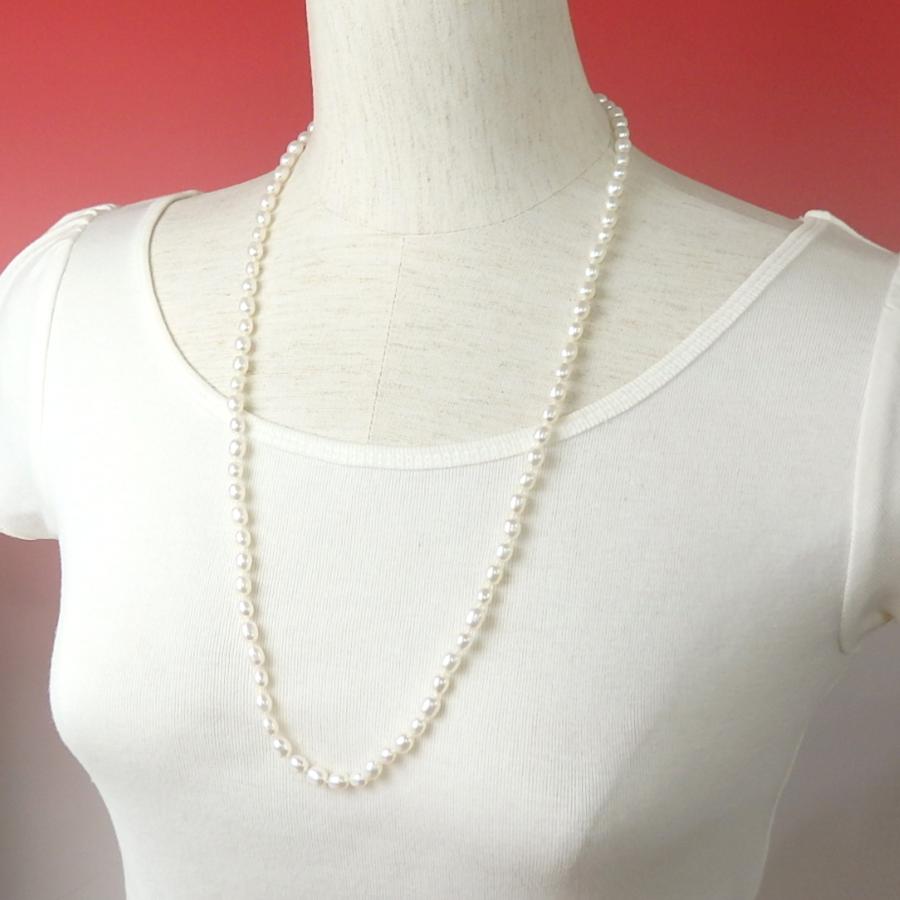 ネックレス パール ロングネックレス オールノット 70cm 淡水パール 淡水真珠 真珠 上質 金具なし 父の日 ギフトに プレゼントに 爆買の画像