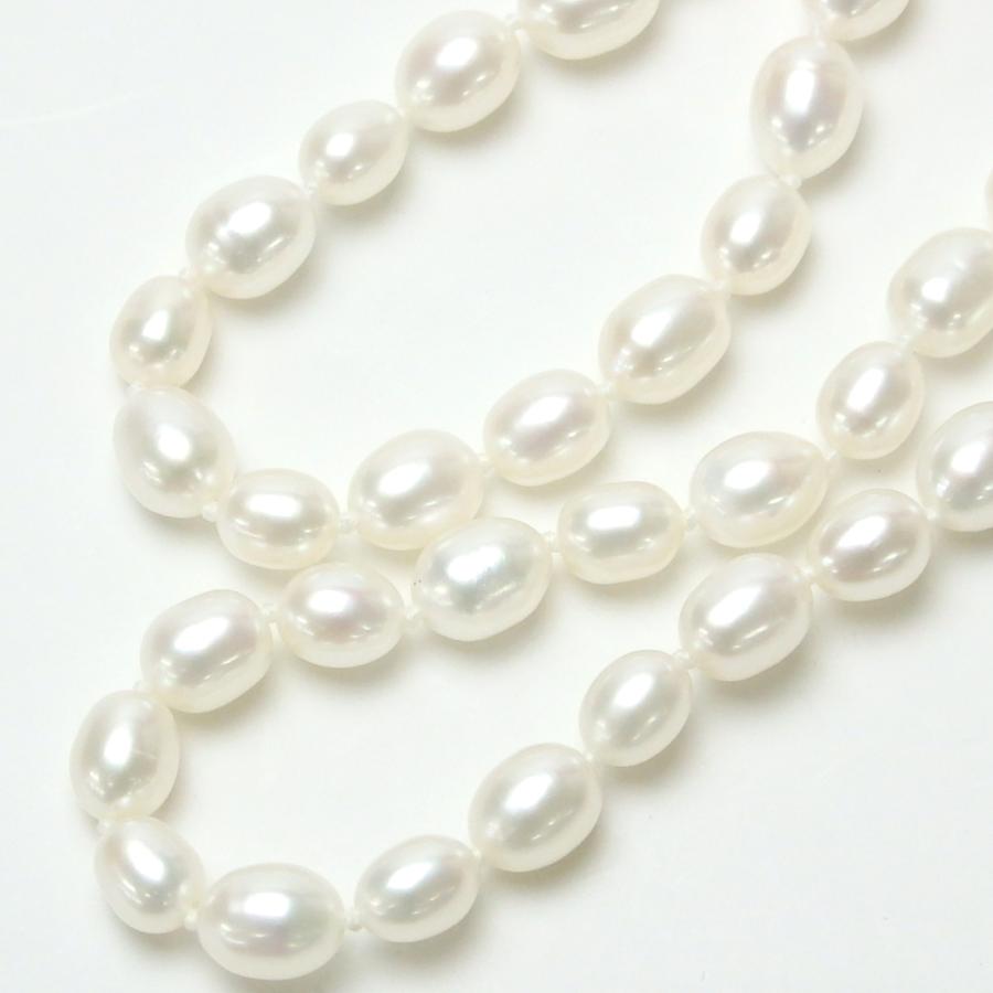 ネックレス パール ロングネックレス オールノット 70cm 淡水パール 淡水真珠 真珠 上質 金具なし 父の日 ギフトに プレゼントに 爆買の画像