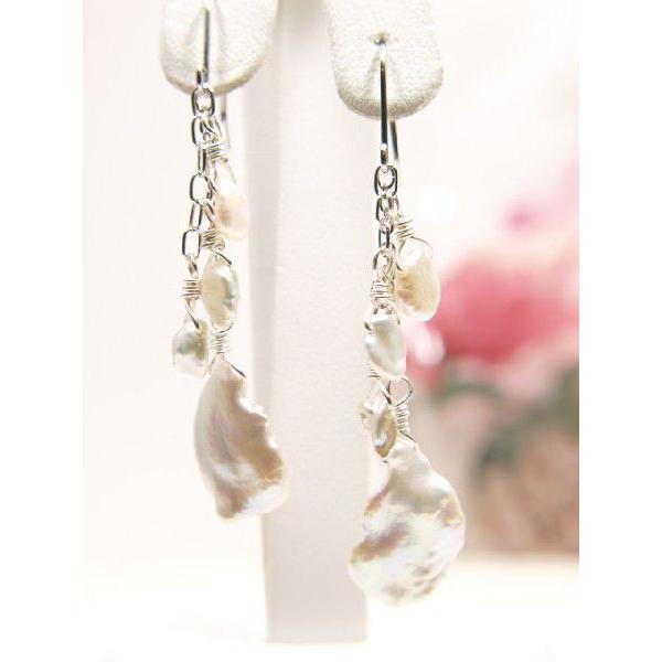 エンジェルウィング バロック 淡水パール ピアス バロック真珠 シルバーピアス 天使の羽根 term バレンタイン ギフトに プレゼントに | 