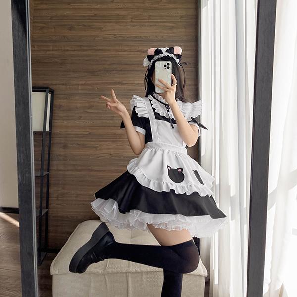 コスプレ 仮装 メイド 服 ゴスロリ 萌え 衣装 女装 フリル ロリータ かわいい カチューシャ付き セットウェイトレス カフェ イベント 学園祭 文化祭 余興 宴会｜shopmaymay｜04