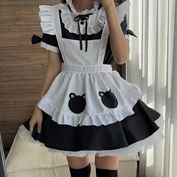 コスプレ 仮装 メイド 服 ゴスロリ 萌え 衣装 女装 フリル ロリータ かわいい カチューシャ付き セットウェイトレス カフェ イベント 学園祭 文化祭 余興 宴会｜shopmaymay｜08