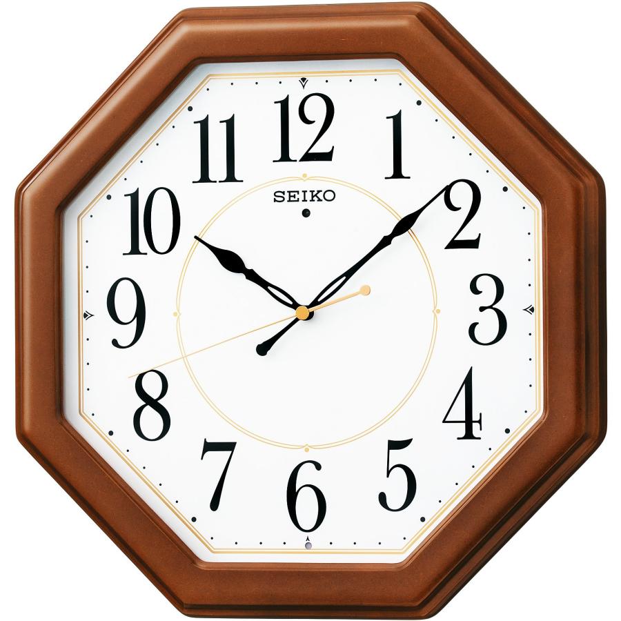 ゴシックデザイン 昭和レトロ当時物 SEIKO 掛時計 クォーツ 木製枠 セイコークロック(Seiko Clock) 掛け時計 電波 アナログ 八角型 木枠