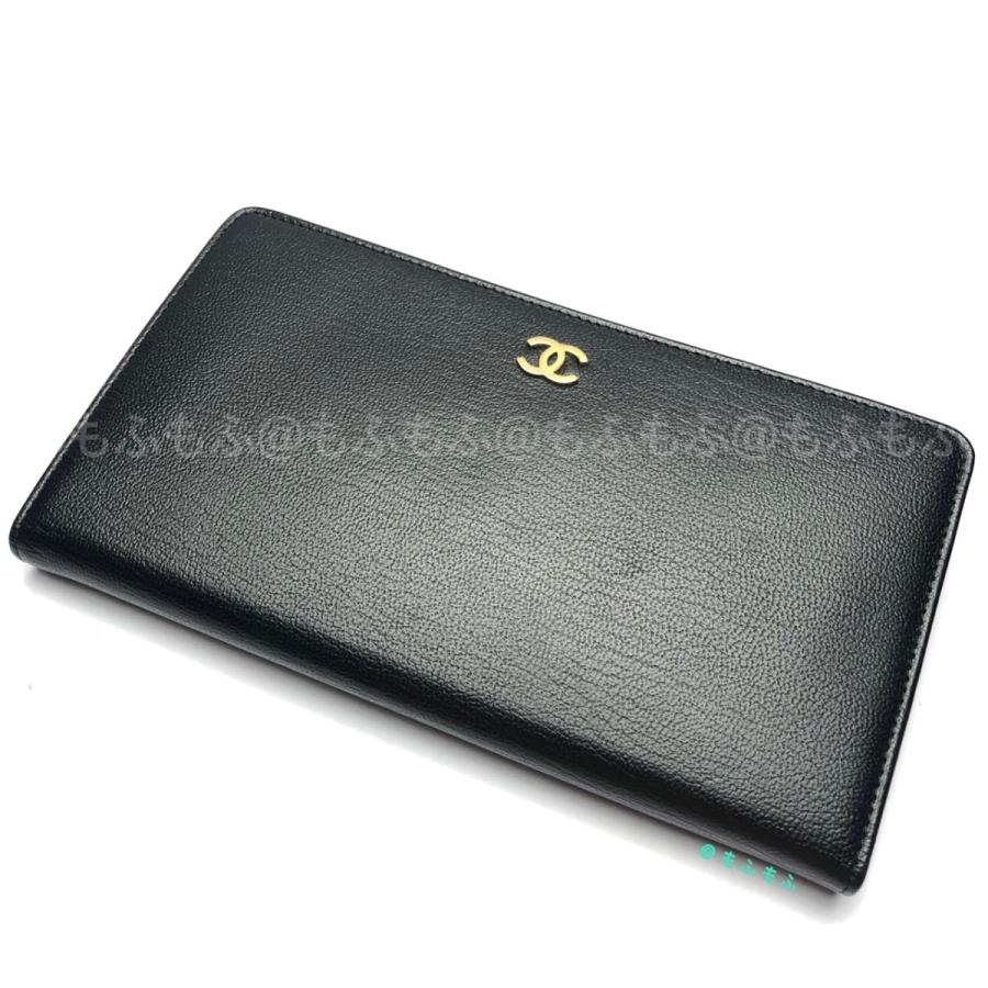 CHANEL カーフスキン　長財布 CHANEL BLACK カーフスキン長財布