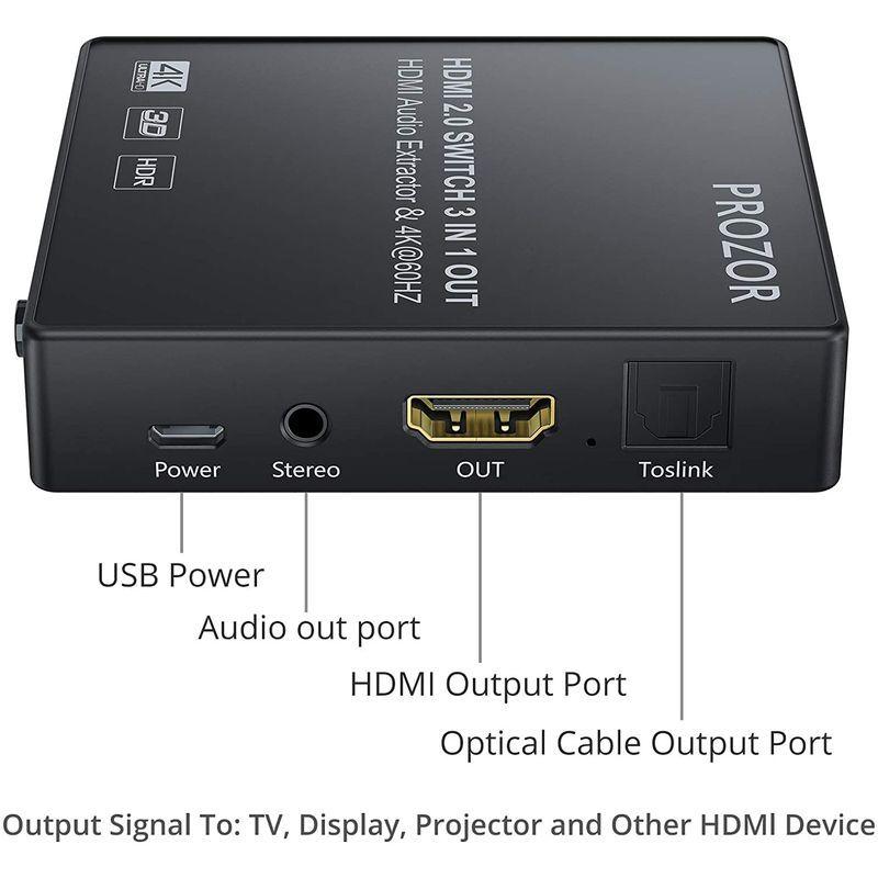 国際ブランド】 PROZOR HDMI切替器 音声分離 4K @ 60Hz HDMI2.0対応 3入力1出力 HDMIケープル usbケーブル  リモコン付き USB切替器 - www.we-job.com