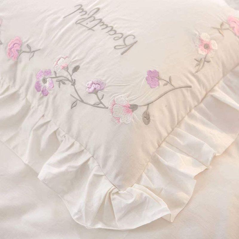 大人気の の姫系 綿 ホワイト 刺繍 生活家電 掛け布団カバー3点セット 白 シングル コットン 掛け布団カバー3点セット 爽やか 布団カバー かわいい 3サイズ 花柄 おしゃれ 布団カバー ベッドカ 送料無料の