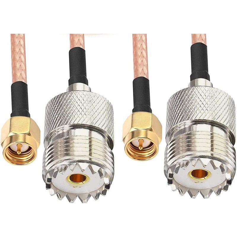 DHT Electronics ハンドヘルドアンテナケーブル SMAオス UHF SO239 メスコネクタ 6インチ 2個パック