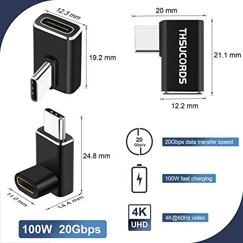 Thsucords L字型USB C延長アダプター 2本入り 左90度オス-メスエクステンダー PD 100W 20Gbps Type C 3.2 Gen2 4K@60Hz ビデオコンバータ 適格請求書｜shopmulti｜03