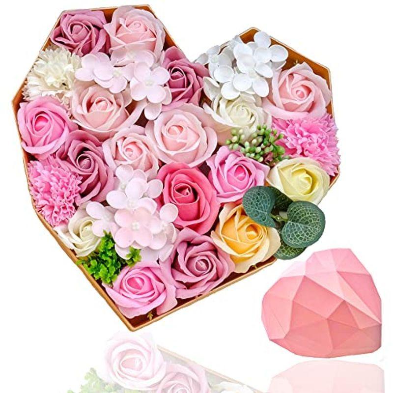 ソープフラワー 花 人気 バレンタイン 誕生日プレゼント女性 人気 枯れない花 ダイヤモンドハート型ボックス 石鹸花 誕生日 記念日 結婚祝 花束 切花 Www Bollywoodpapa Com