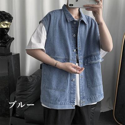 デニムベスト ベスト メンズ ワークベスト 折り襟 シングル ポケット