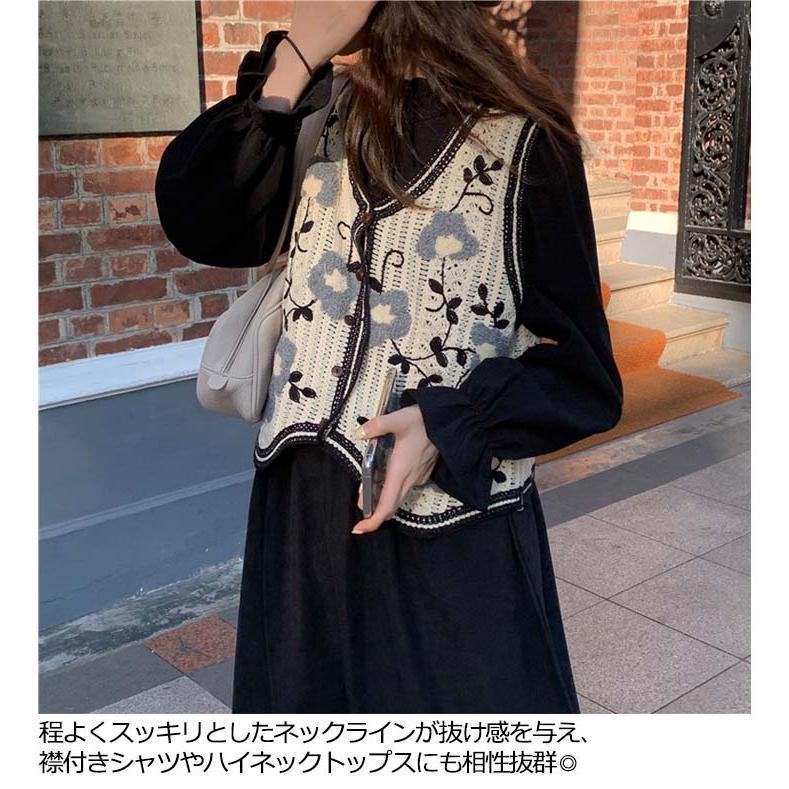 ベスト レディース 夏 クロシェ編み 花柄 ニット ショート丈