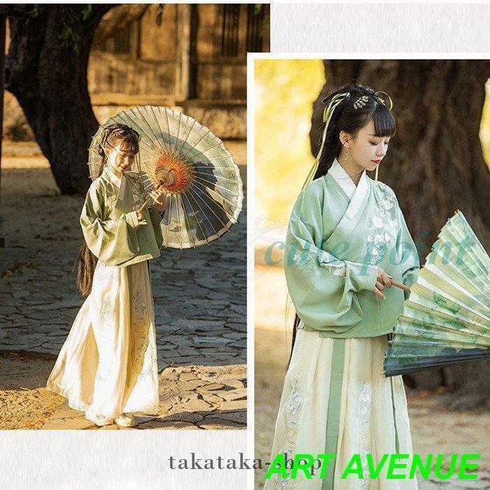 中国古代漢服 レディース チャイナドレス 上下セット 花柄 イベント 学園祭 写真 撮影 演出服 ダンス衣装 ステージ 宮廷風 刺繍 大人 春秋_11