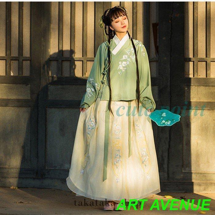 中国古代漢服 レディース チャイナドレス 上下セット 花柄 イベント 学園祭 写真 撮影 演出服 ダンス衣装 ステージ 宮廷風 刺繍 大人 春秋_14