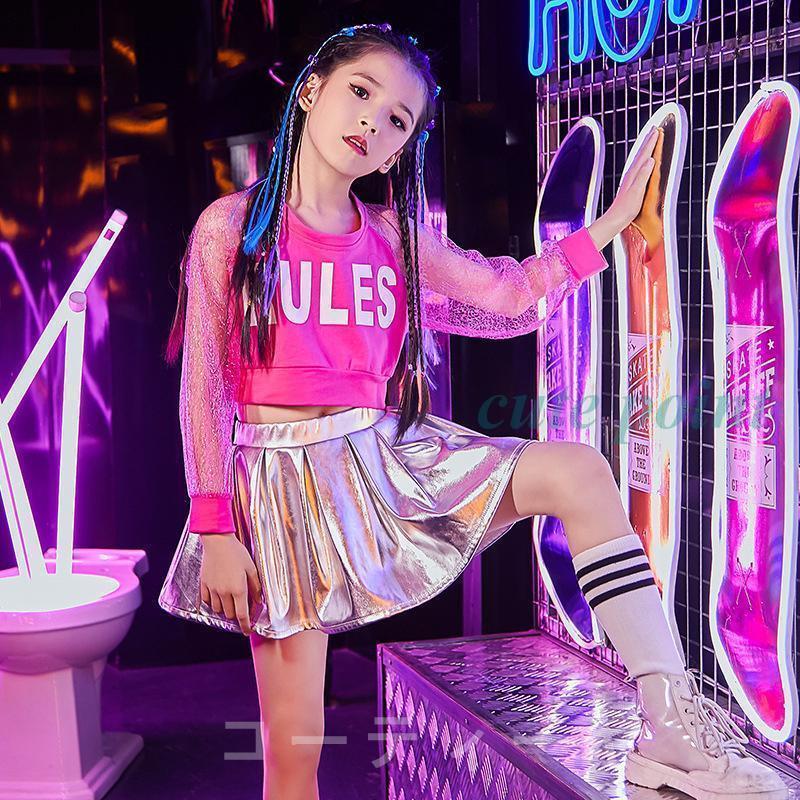 チアリーディング衣装 チアダンス衣装 ユニフォーム キッズ ガールズ 希少チアリーダーウェアセット（ピンク・白・黒）