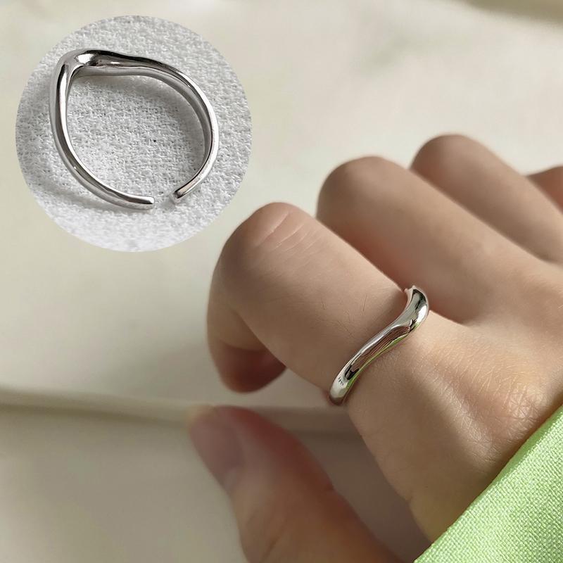 指輪 オープンリング アクセサリー レディース シルバー925 変形 歪み