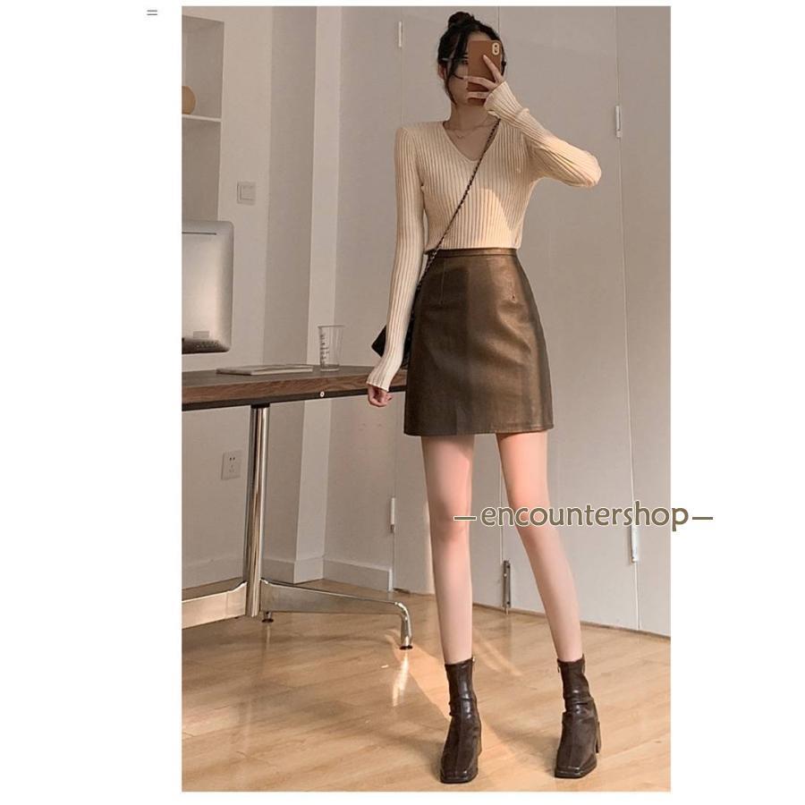 【美品】MARGARET HOWELL　レザースカート　本革　台形　膝丈 台形スカート ミニスカート ミニスカ 脚長 無地 レディース 合皮 ハイ