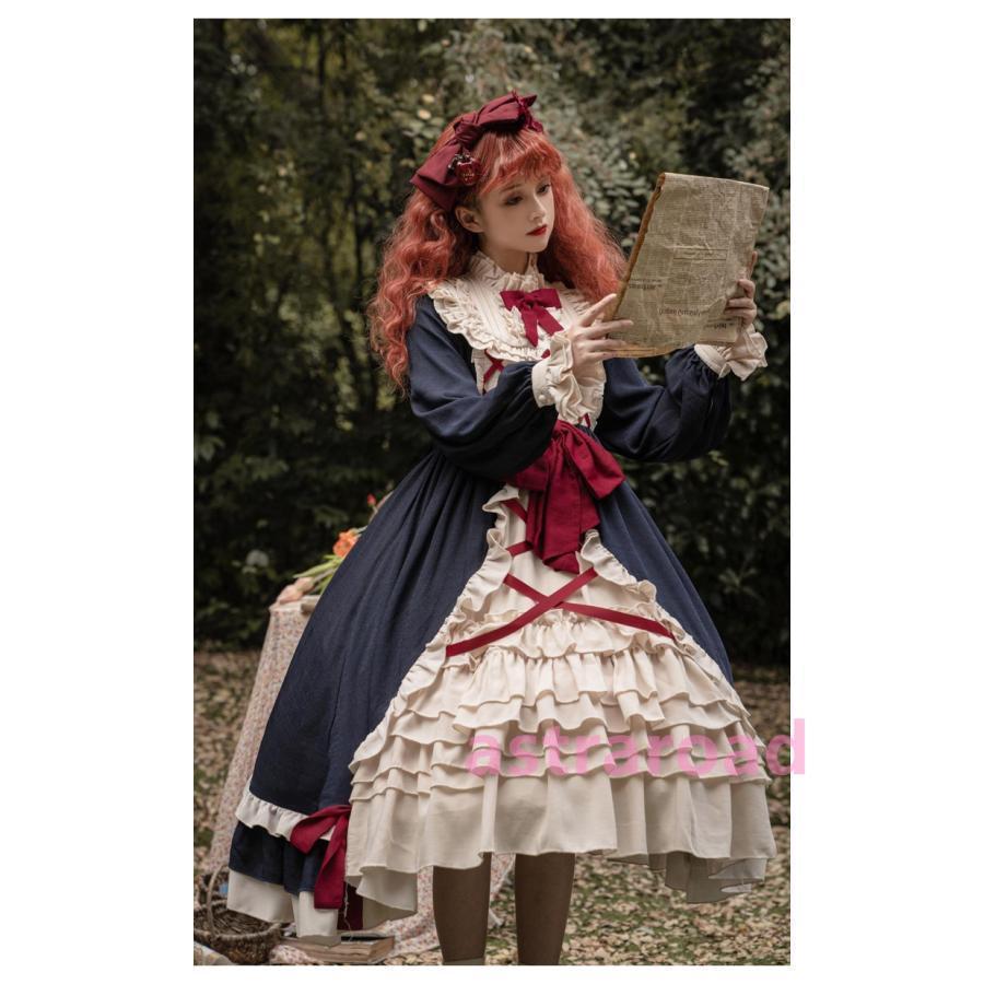 ロリータ ロリィタ ワンピース ピンク 紺色 ロリータファッション ロリィタファッション 半袖 クラシカル ゴシック 大人 ふわふわ レース レディース ハロウイン_8
