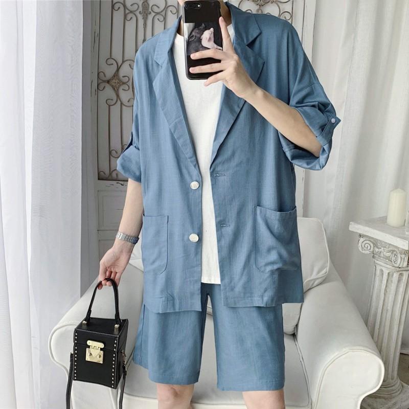 メンズセットアップ ブルー カーキ シンプル ビックシルエット 半袖 韓国系 ジェンダーレス ファッション 夏 夏服 A Shopnettonlinestore 通販 Yahoo ショッピング
