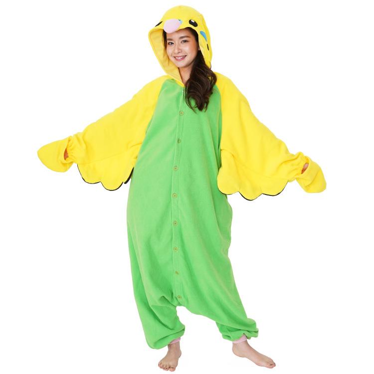 着ぐるみ パジャマ 大人用 インコgn アニマル ハロウィン フリース