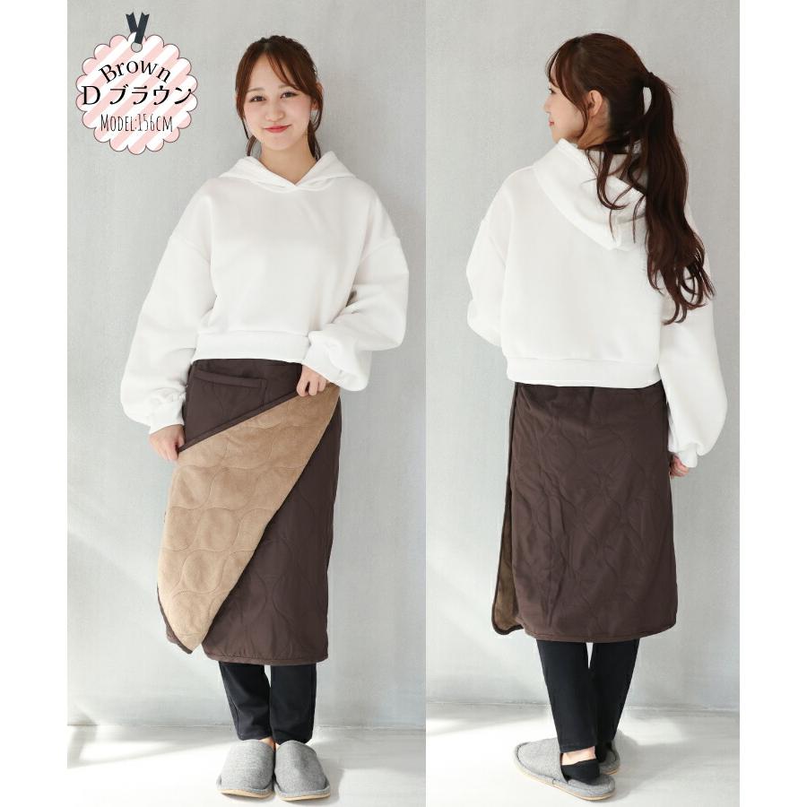 【美品】Black&White 防寒スカート 防寒 巻きスカート 裏ボア ブランケット ひざ掛け ロング キルト