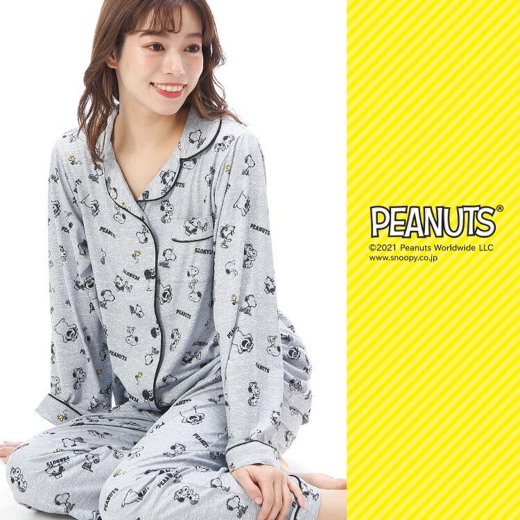 パジャマ スヌーピー レディース かわいい 長袖 前開き パウダーストレッチ 総柄 キャラクター テーラー襟 ルームウェア 春 秋 ピーナッツ ｍ ｌw3 Nishiki Yahoo 店 通販 Yahoo ショッピング
