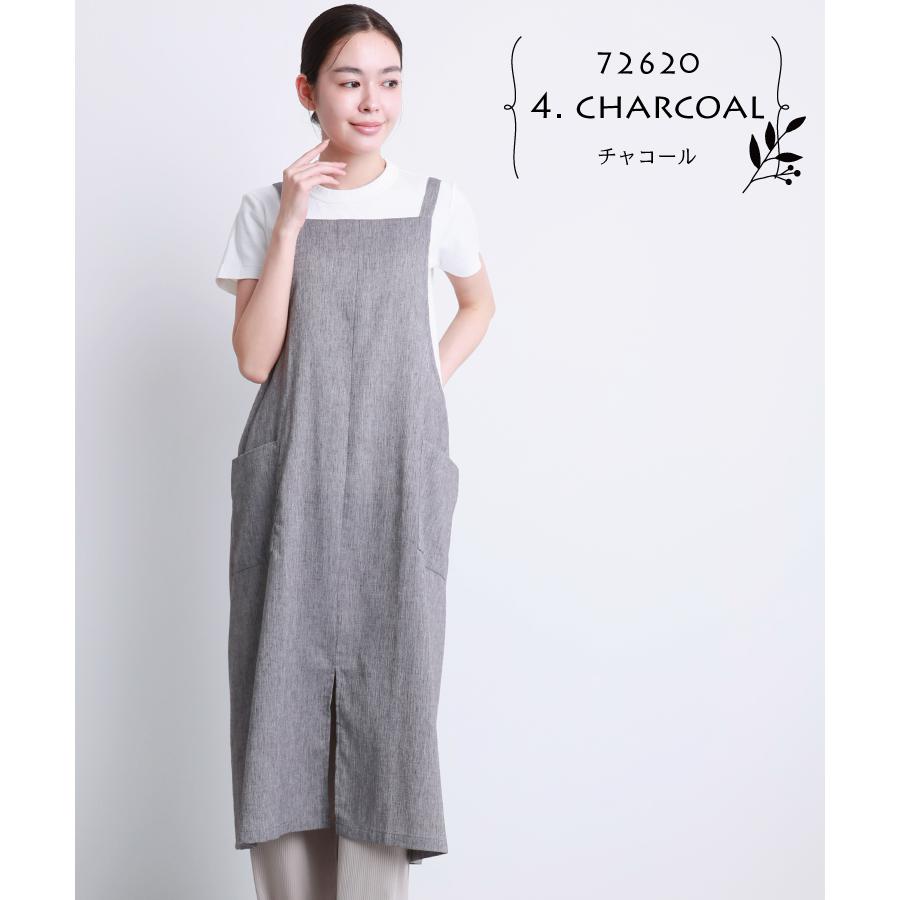 エプロン かぶるだけ おしゃれ かわいい ロング丈 フリークロス デニム
