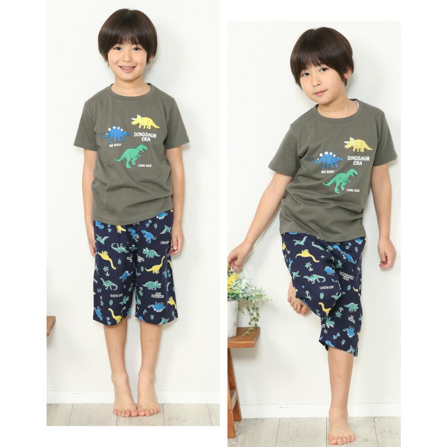 パジャマ キッズ 男の子 半袖 夏 かぶり 総柄 恐竜 車 ハーフパンツ