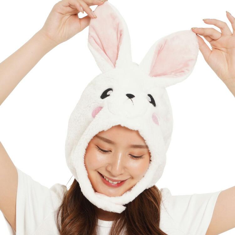 うさぎの着ぐるみの被り物(頭のみ)のご紹介！ 着ぐるみキャップ ウサギ 卯 干支 2023年 子供 大人兼用 フリース素材