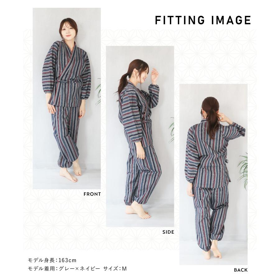作務衣 レディース 女性 さむえ 綿100％ つむぎ織り 木綿 作業着 部屋