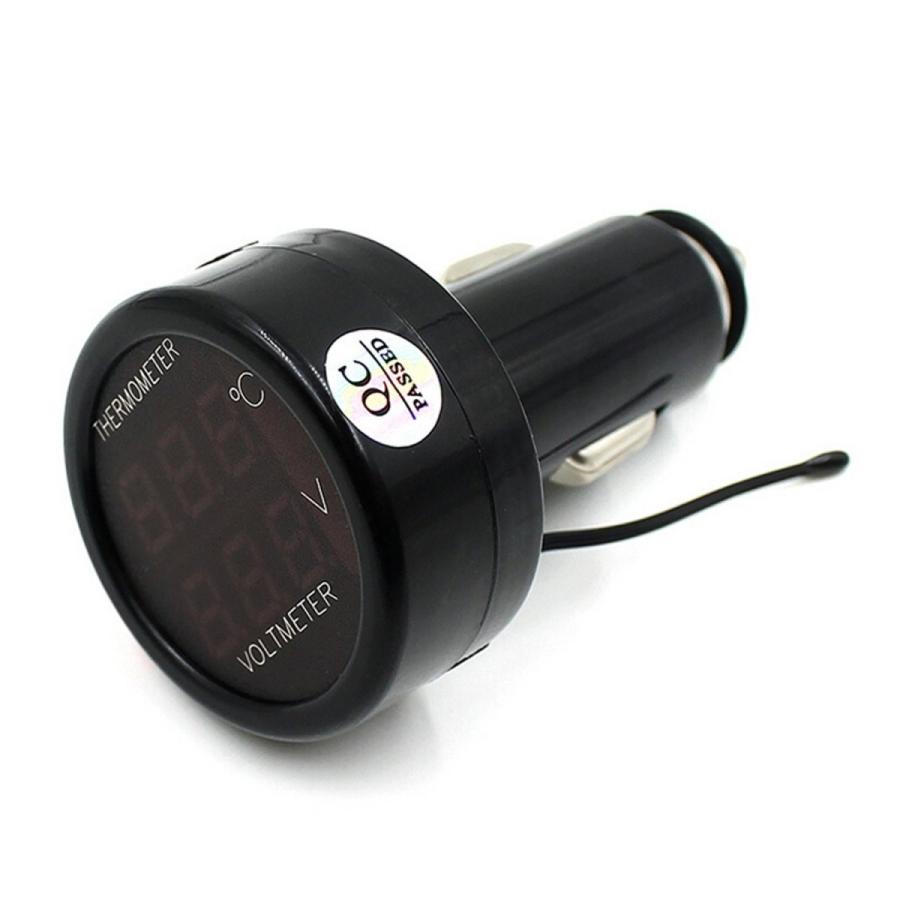 シガーソケット 電圧計 12v 24v シガー デジタル バッテリーチェッカー 温度 温度計 測定 車 車内 送料無料 電圧 サービス 温度計