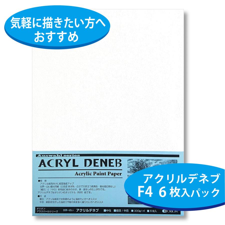 ORION 水彩紙 AAD-F4 アクリルデネブパック (300g) F4/6枚入 画材用紙