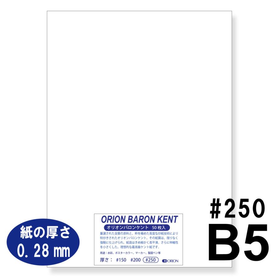 オリオン バロンケント #250 B5 50枚入 220kg 画用紙 お絵描き 水彩