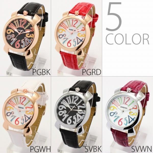 腕時計 ラウンドフェイス カラフル文字盤 ウォッチ レディース メンズ