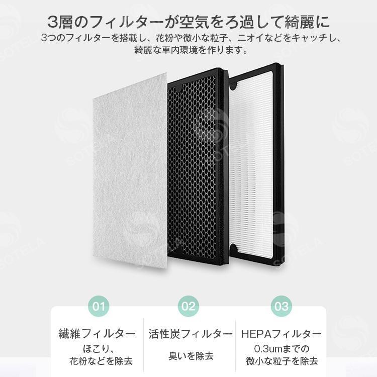 車載 空気清浄機 車用 花粉対策 消臭 たばこ ペット 小型 コンパクト 軽量 除菌 車内 車載用 ポイント消化 USBケーブル付き 低騒音 クリーナー｜shoppin｜05