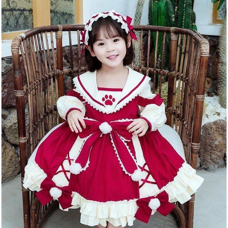 子どもワンピース ロリータワンピース ゴスロリドレス 萌え ゴシックお嬢様ドレス 長袖 リボン 春秋冬子供服 90 160cm 髪飾り付 二点 Pc Shoppin 通販 Yahoo ショッピング