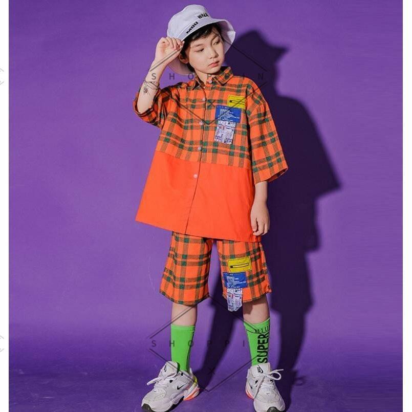 最高の ダンス衣装キッズ ジャズダンス ヒップホップ チェック柄 シャツ 半パンツ２点セット 男子ステージ衣装 体育祭 文化祭 学園祭 舞台演出服 宅送 Turningheadskennel Com